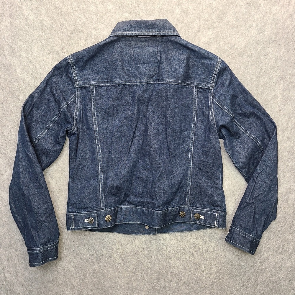 Vintage‎ Lauren Ralph Lauren Trucker Jacket Women's Petite M Blue Denim Y2K - Picture 4 of 10